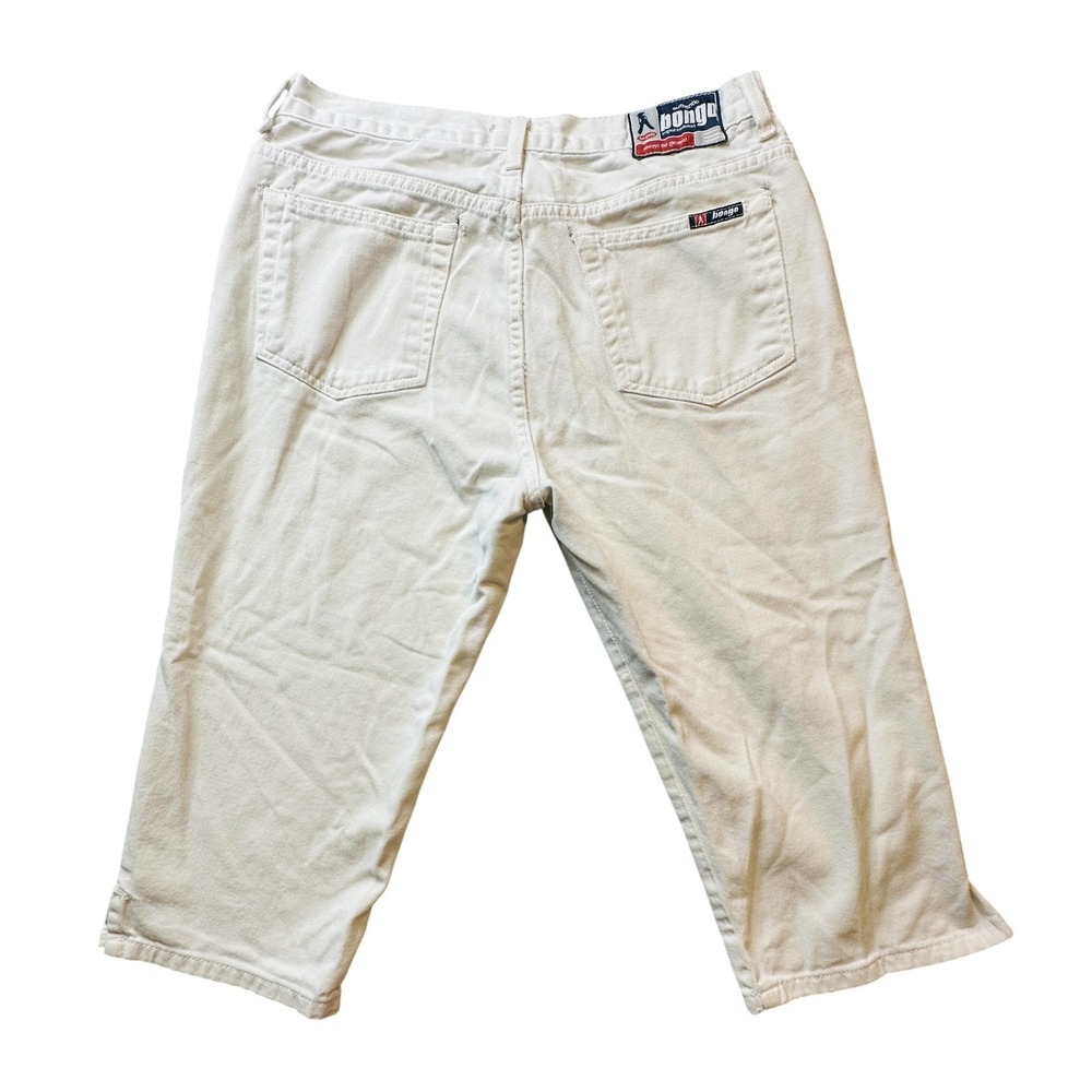 Bongo Capri Pants Womens 9 White 100% Cotton 5 Pocket Denim YKK Zip‎ Slit Hem